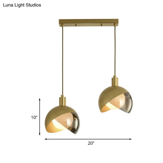 Gold Split Globe Pendant Light With Metallic Finish - 2/3 Lights Down Lighting For Dining Room