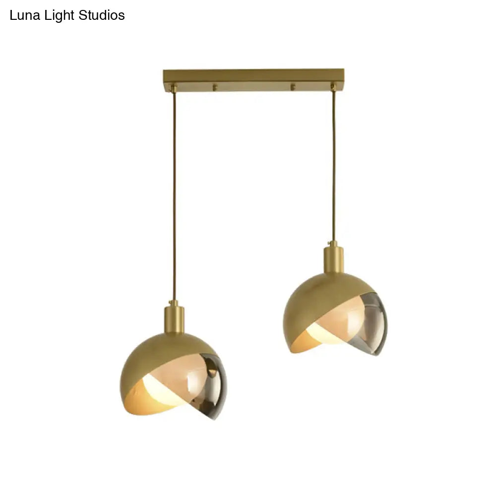 Gold Split Globe Pendant Light With Metallic Finish - 2/3 Lights Down Lighting For Dining Room