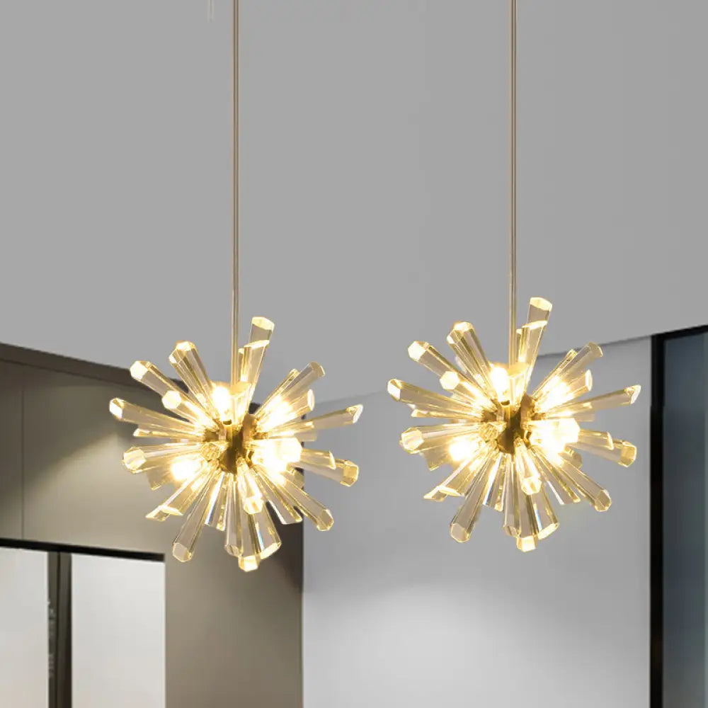 Gold Sputnik Crystal Glass Pendant Lights - 3/6 Modern Heads 6 / Clear