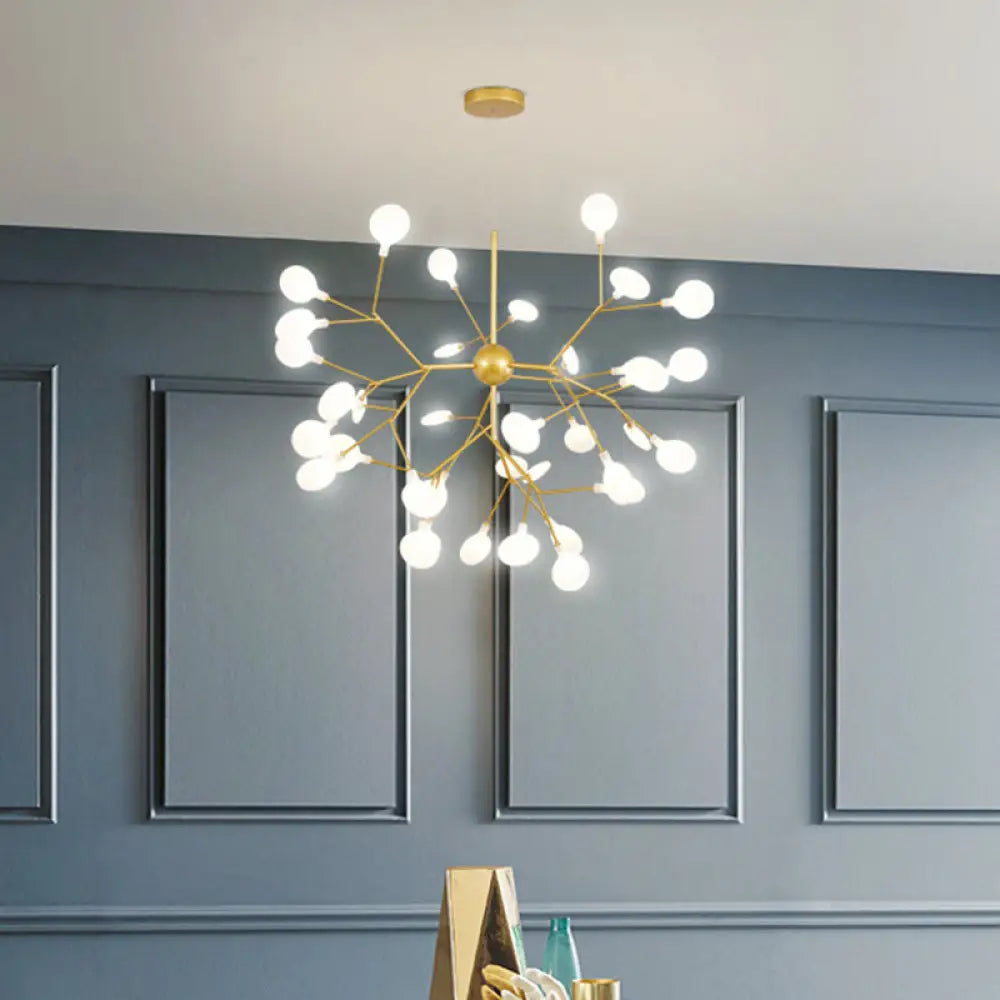 Gold Sputnik Firefly Led Ceiling Light: Modern Chandelier For Dining Room Acrylic Fixture 27 /