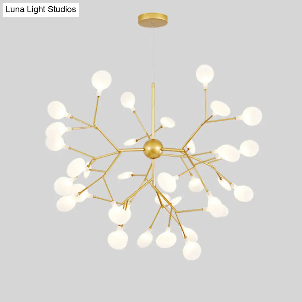 Gold Sputnik Firefly Led Ceiling Light: Modern Chandelier For Dining Room Acrylic Fixture