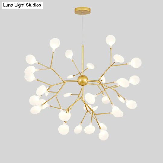 Gold Sputnik Firefly Led Ceiling Light: Modern Chandelier For Dining Room Acrylic Fixture