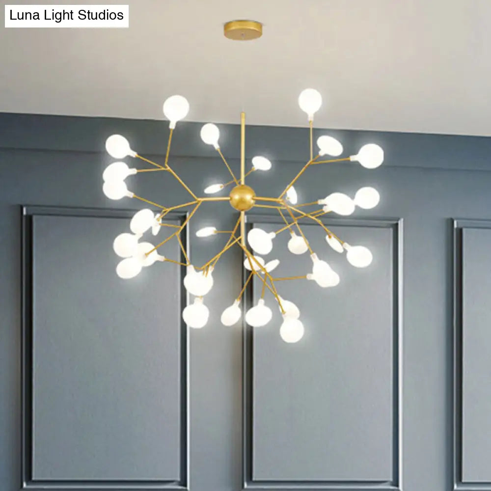 Firefly Dining Room Led Ceiling Chandelier In Gold - Modern Acrylic Light Fixture 36 /