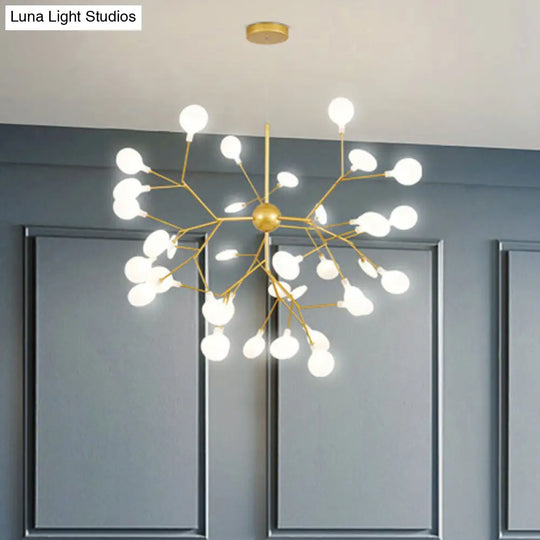 Firefly Dining Room Led Ceiling Chandelier In Gold - Modern Acrylic Light Fixture 36 /