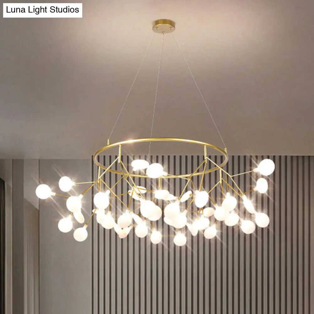 Firefly Dining Room Led Ceiling Chandelier In Gold - Modern Acrylic Light Fixture 45 /