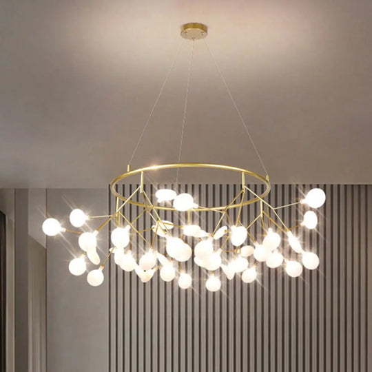 Gold Sputnik Firefly Led Ceiling Light: Modern Chandelier For Dining Room Acrylic Fixture 45 /