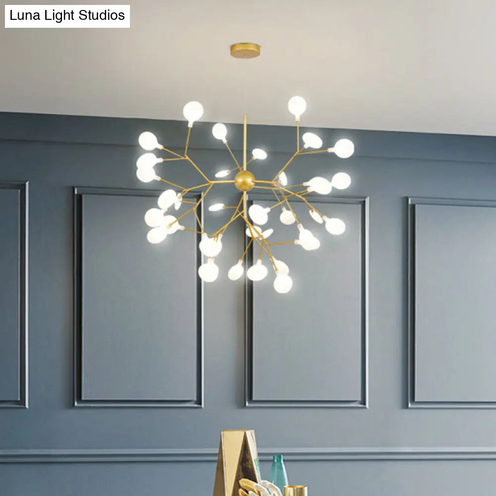 Firefly Dining Room Led Ceiling Chandelier In Gold - Modern Acrylic Light Fixture 27 /