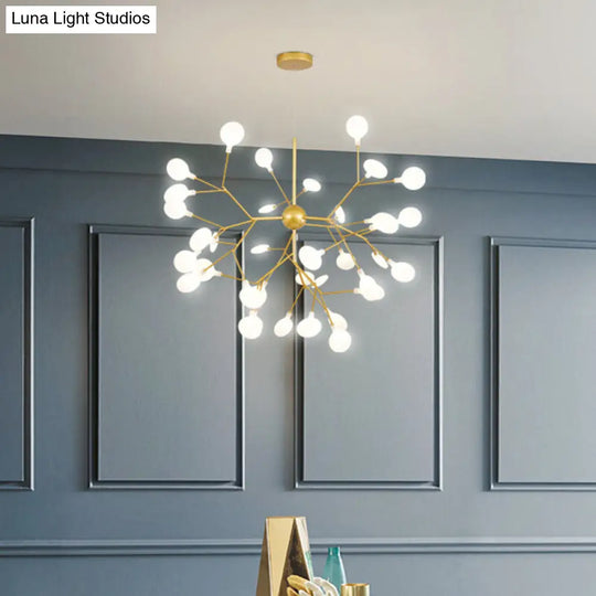 Firefly Dining Room Led Ceiling Chandelier In Gold - Modern Acrylic Light Fixture 27 /