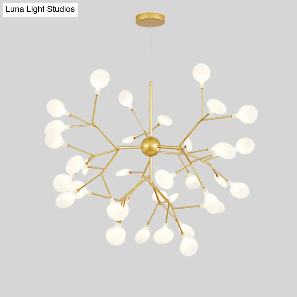 Firefly Dining Room Led Ceiling Chandelier In Gold - Modern Acrylic Light Fixture