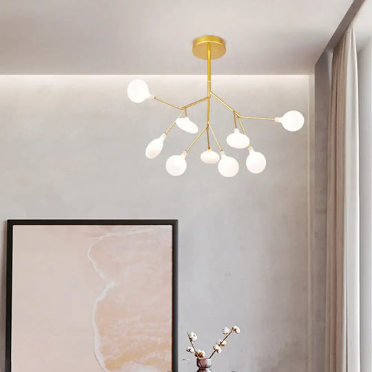 Gold Sputnik Firefly Led Ceiling Light: Modern Chandelier For Dining Room Acrylic Fixture 9 /