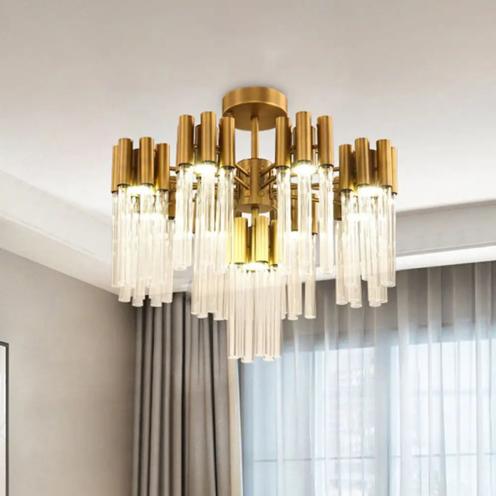 Gold Sputnik Semi Flush Mount Ceiling Light: Postmodern Design With 7 Heads & Crystal Accents