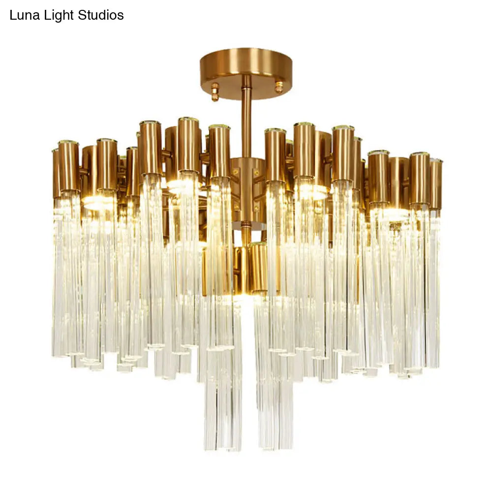 Gold Sputnik Semi Flush Mount Ceiling Light: Postmodern Design With 7 Heads & Crystal Accents