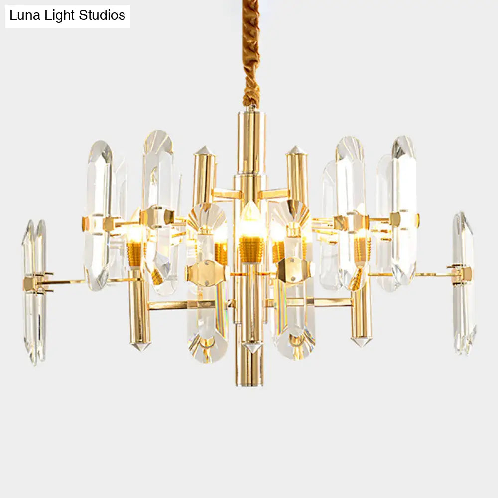 Artistic Clear K9 Crystal Sputnik Suspension Light In Gold