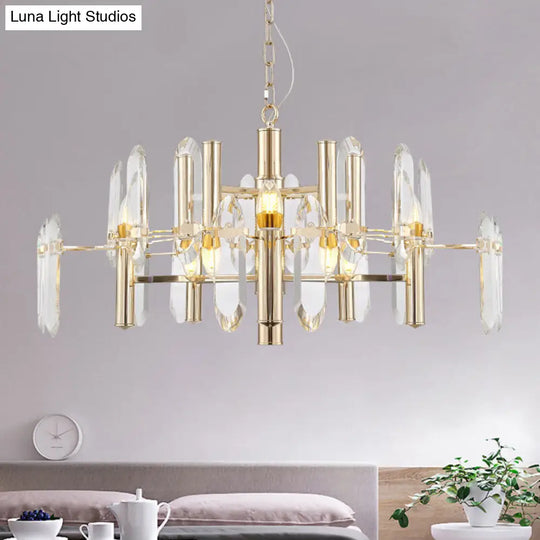 Artistic Clear K9 Crystal Sputnik Suspension Light In Gold