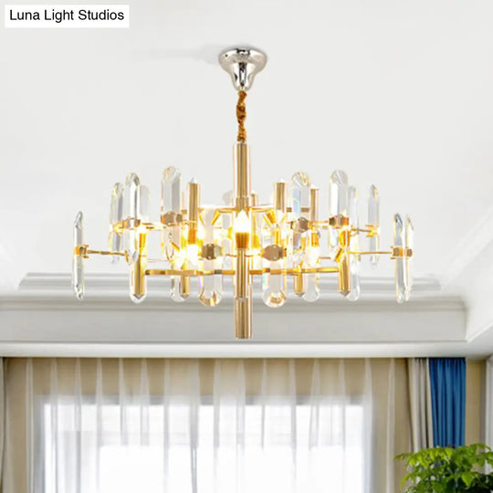 Artistic Clear K9 Crystal Sputnik Suspension Light In Gold 10 /