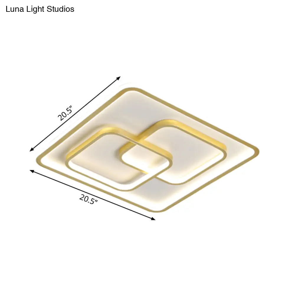 Gold Square Led Flush Mount Ceiling Light For Modern Bedrooms