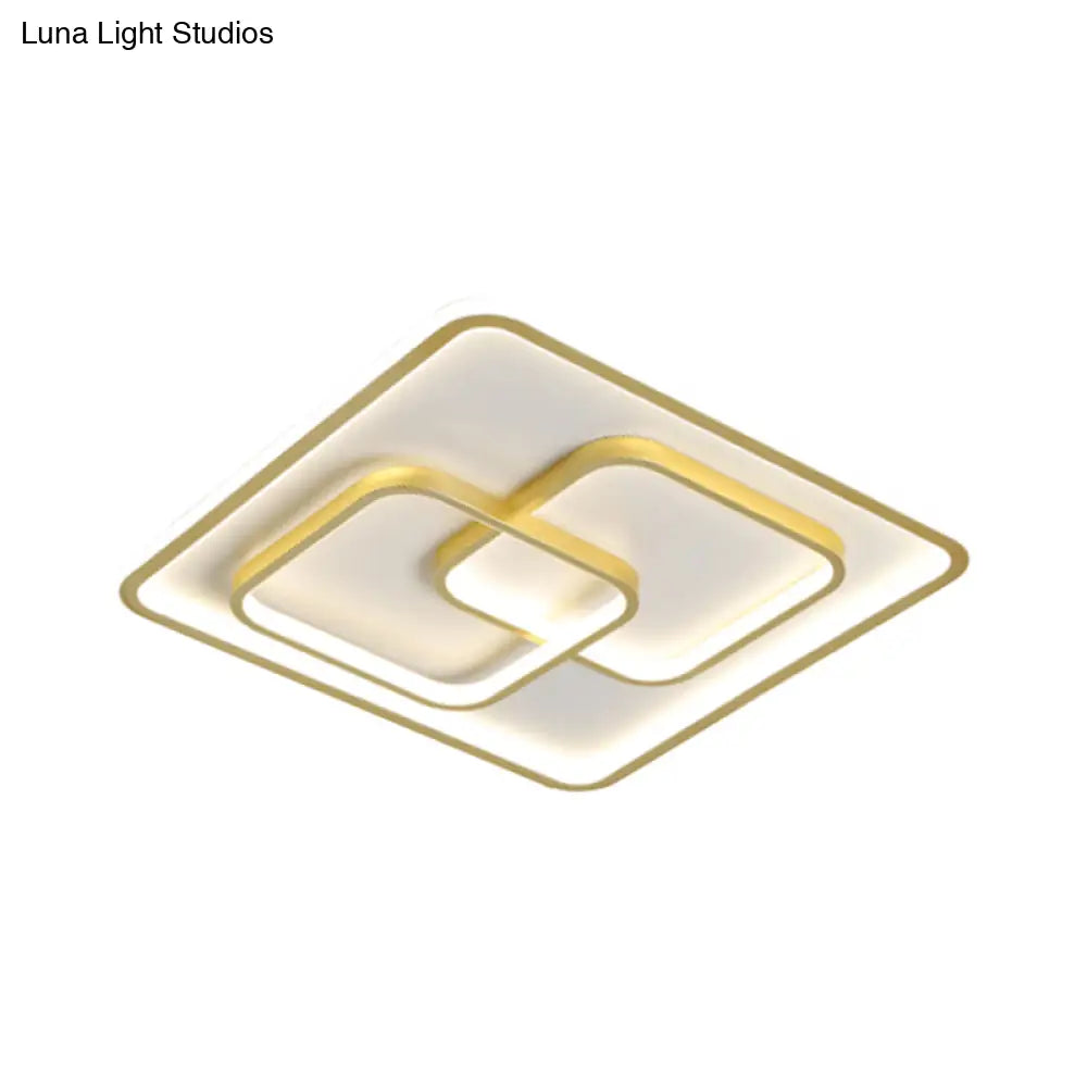 Gold Square Led Flush Mount Ceiling Light For Modern Bedrooms