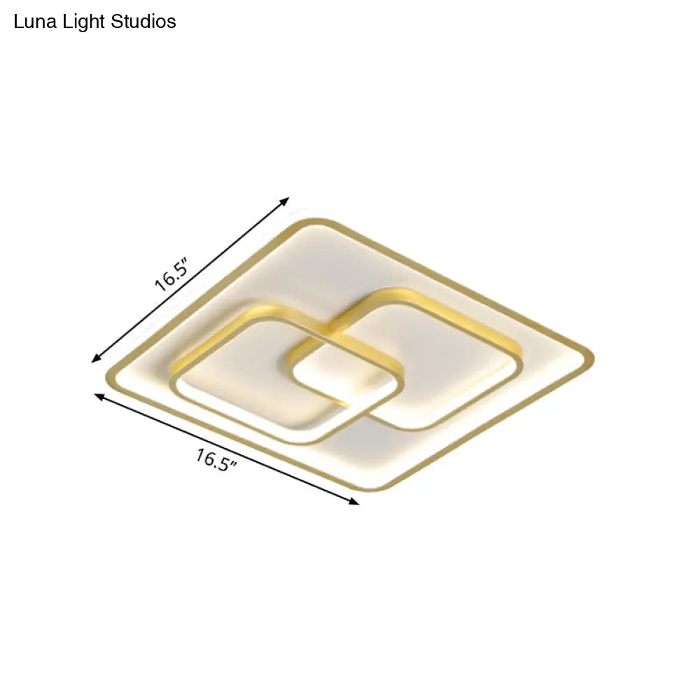 Gold Square Led Flush Mount Ceiling Light For Modern Bedrooms