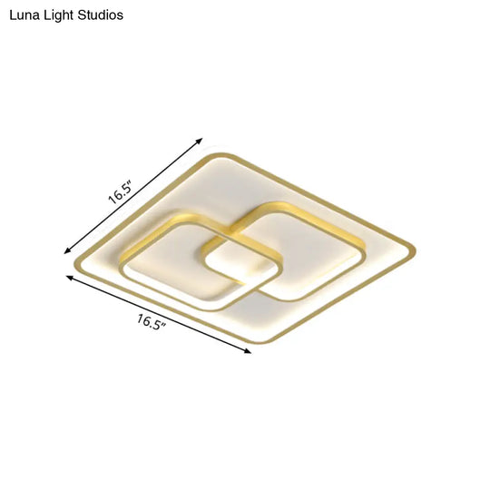 Gold Square Led Flush Mount Ceiling Light For Modern Bedrooms