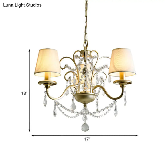 Gold Swag Suspension Light With Crystal Strand Chandelier Pendant Lamp - Countryside Elegance