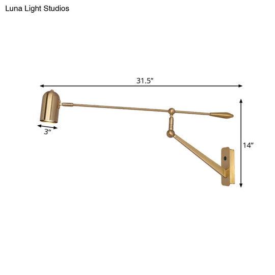 Gold Swing Arm Wall Sconce For Bedroom & Living Room