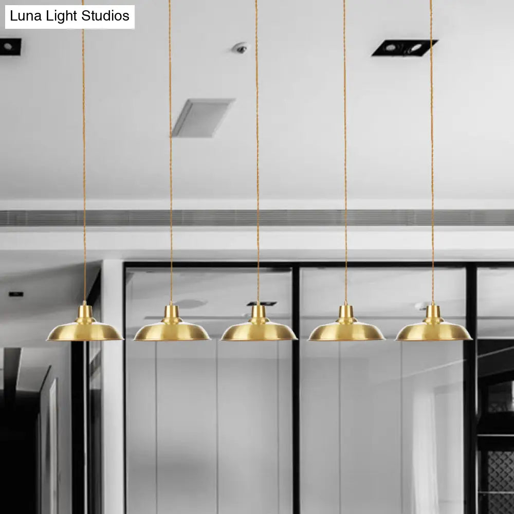 Gold Tandem Multi-Light Chandelier - Industrial Hanging Ceiling Lamp