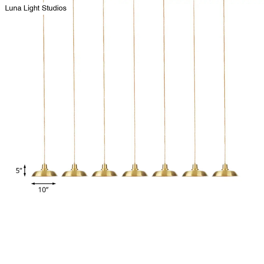 Gold Tandem Multi-Light Chandelier - Industrial Barn Ceiling Lamp (3/5/7-Light)