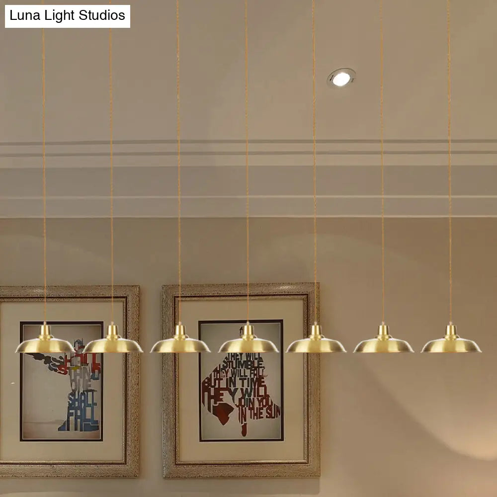 Gold Tandem Multi-Light Chandelier - Industrial Hanging Ceiling Lamp
