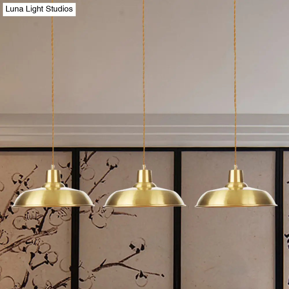 Gold Tandem Multi-Light Chandelier - Industrial Hanging Ceiling Lamp 3 /
