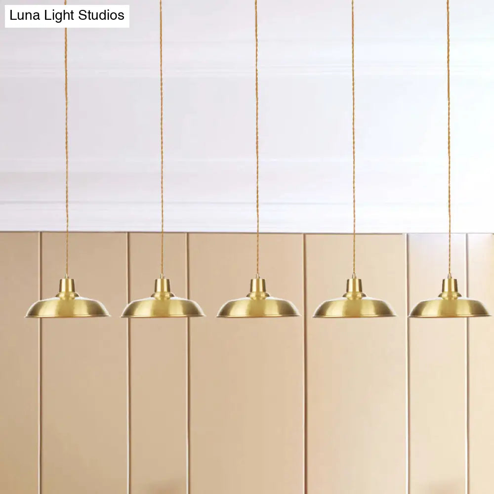 Gold Tandem Multi-Light Chandelier - Industrial Hanging Ceiling Lamp 5 /