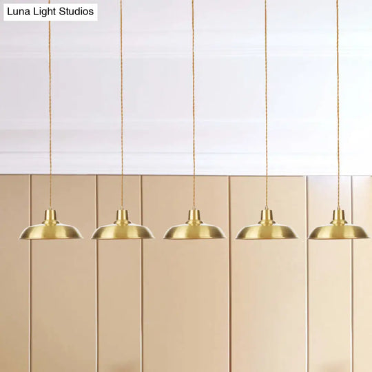 Gold Tandem Multi-Light Chandelier - Industrial Hanging Ceiling Lamp 5 /
