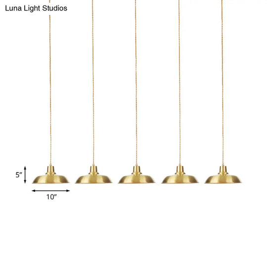 Gold Tandem Multi-Light Chandelier - Industrial Barn Ceiling Lamp (3/5/7-Light)