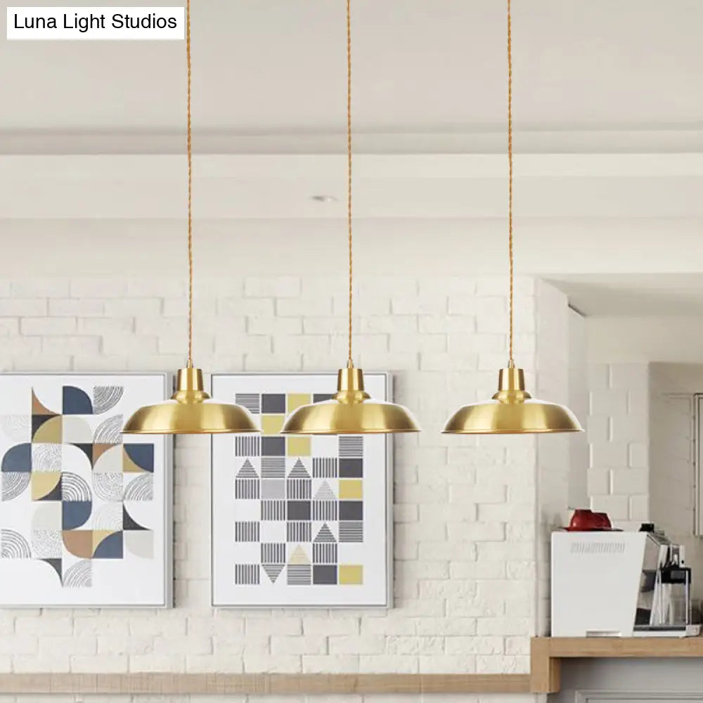 Gold Tandem Multi-Light Chandelier - Industrial Hanging Ceiling Lamp