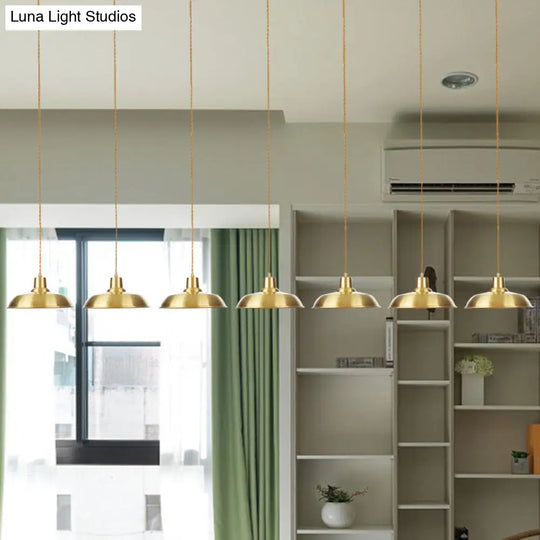 Gold Tandem Multi-Light Chandelier - Industrial Hanging Ceiling Lamp 7 /
