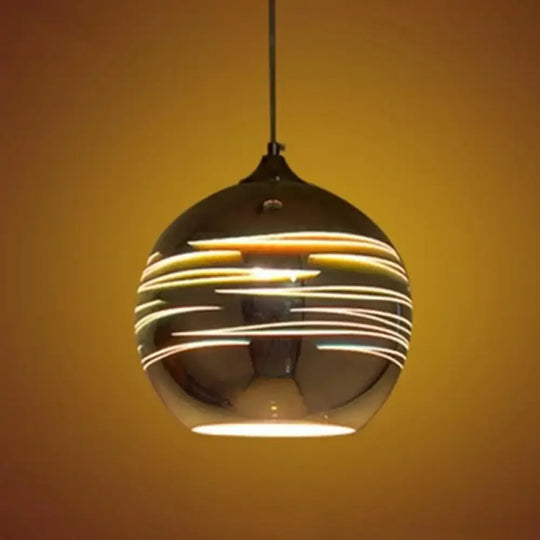 Gold Textured Glass Drop Lamp - Contemporary Pendant Lighting Fixture / 8’ B