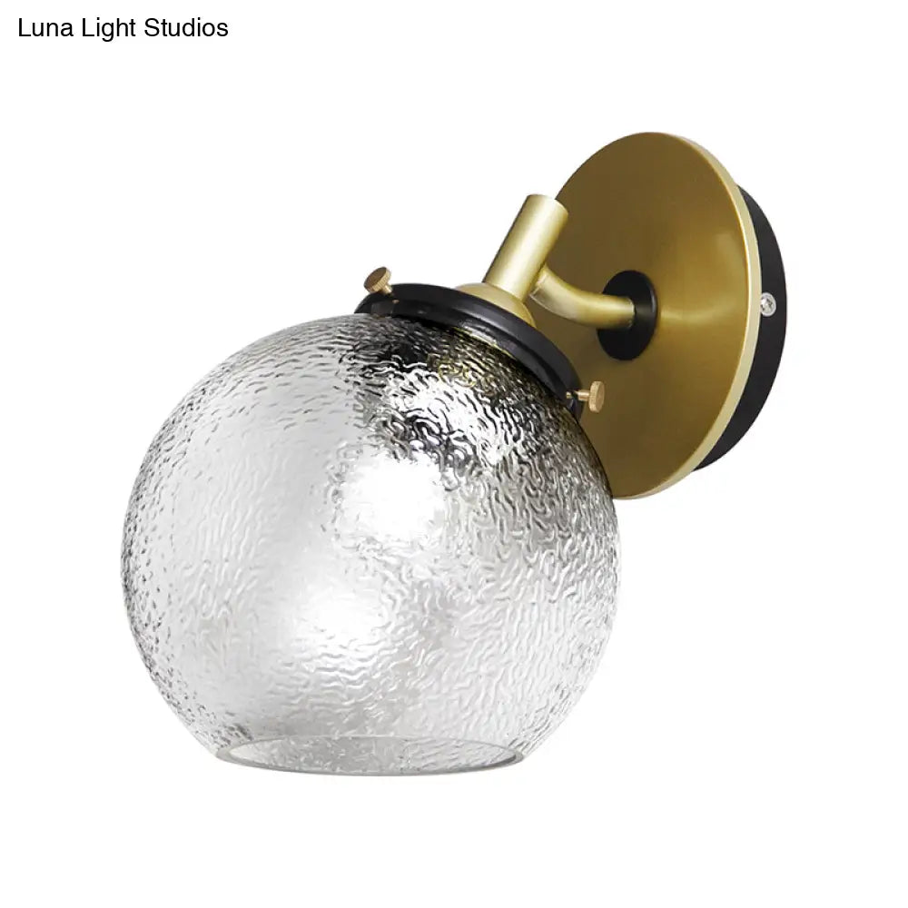 Gold Textured Glass Sphere Wall Light - Modern Vintage Mini Mount