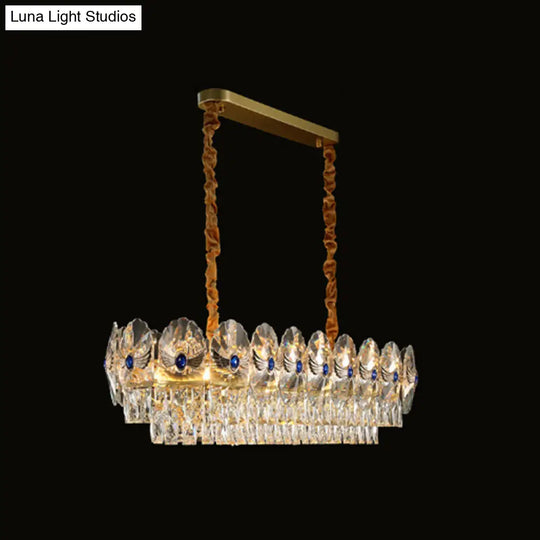 Gold Tiered Semi Flush Crystal Ceiling Light Fixture - Elegant Living Room Décor / 37.5