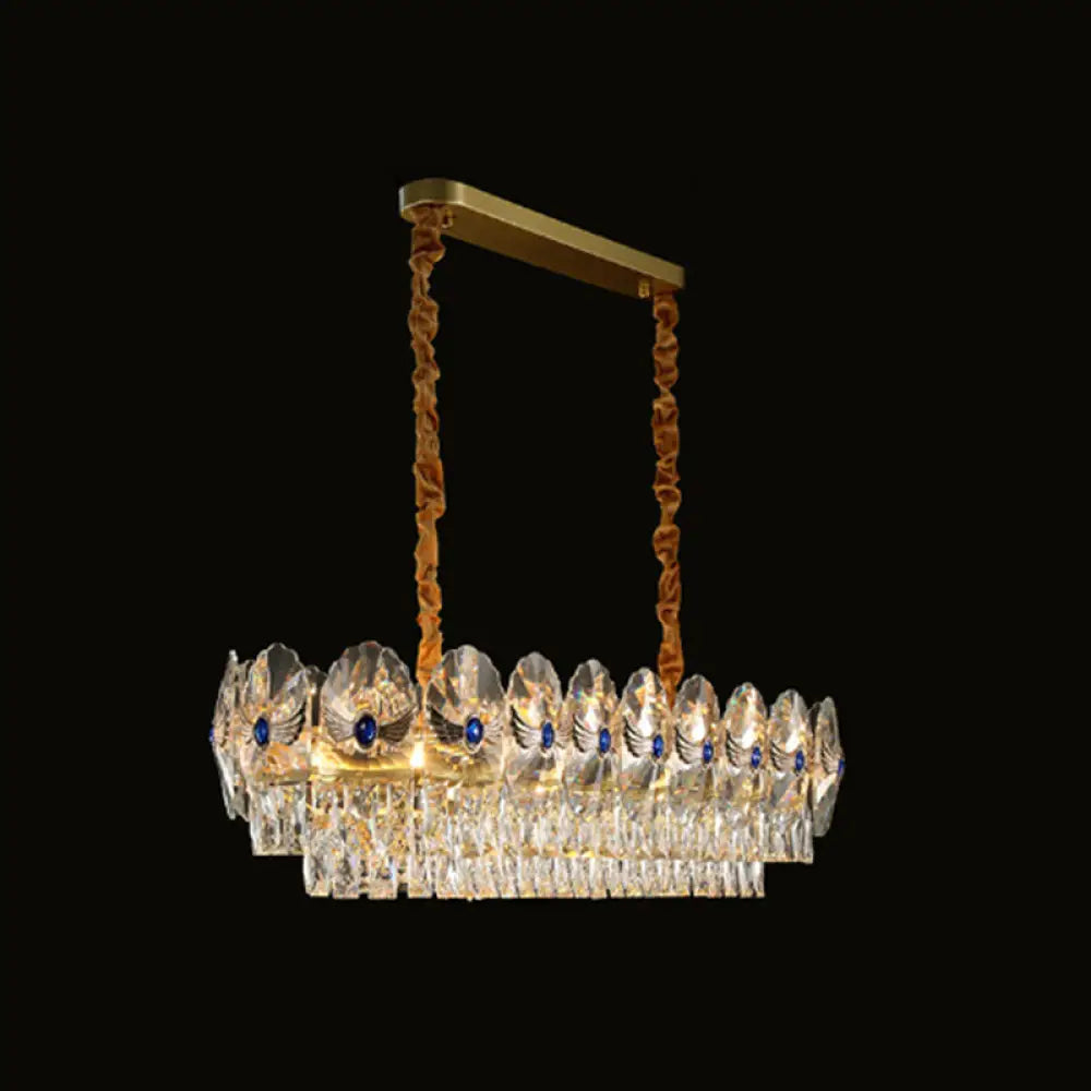 Gold Tiered Semi Flush Crystal Ceiling Light Fixture - Elegant Living Room Décor / 37.5’