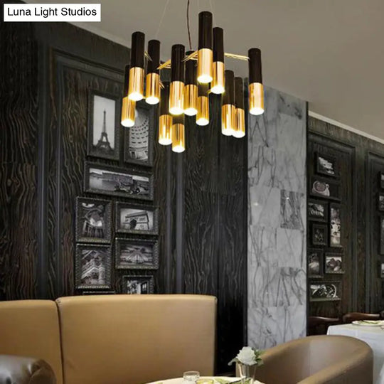 Gold Tube Led Chandelier: Modern Metal Pendant Light For Living Room 13 /