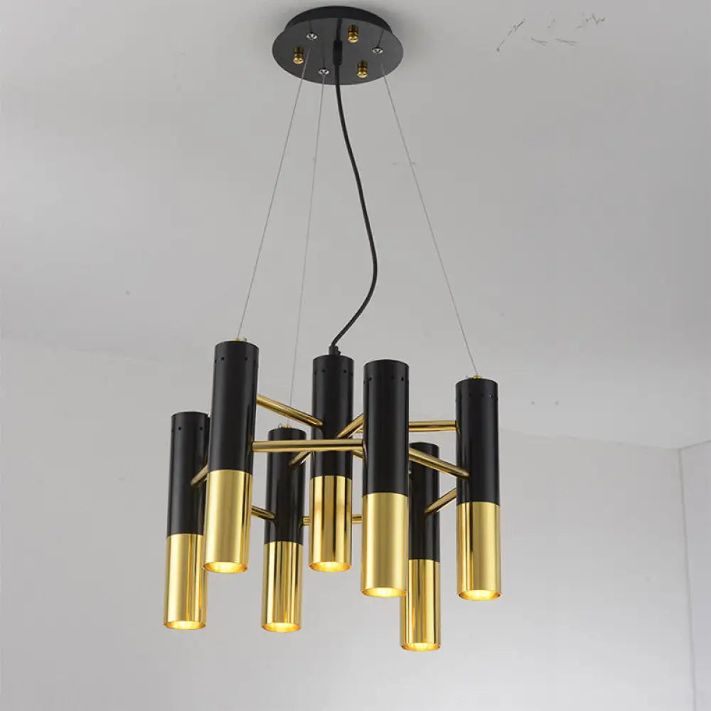 Gold Tube Led Chandelier Pendant Light - Post-Modern Metal Fixture For Living Room 7 /