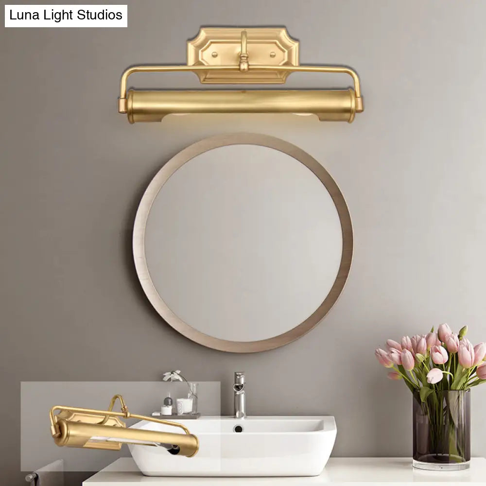 Gold Tube Vanity Lighting - 2 Bulb Metal Sconce For Traditional Bathroom Decor