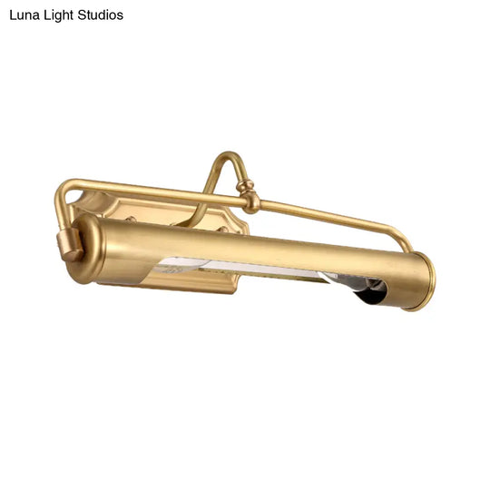 Gold Tube Vanity Lighting - 2 Bulb Metal Sconce For Traditional Bathroom Decor