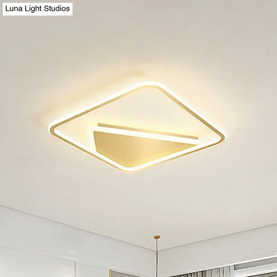 Gold Ultrathin Led Flush Mount Ceiling Fixture - Sleek Metal Flush-Mounted Light For Bedrooms