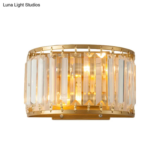 Gold Wall Lamp With Prismatic Crystal Shade - Postmodern Style