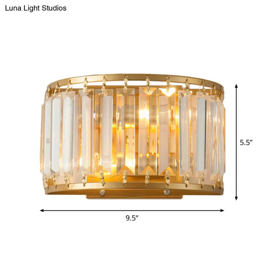 Gold Wall Lamp With Prismatic Crystal Shade - Postmodern Style