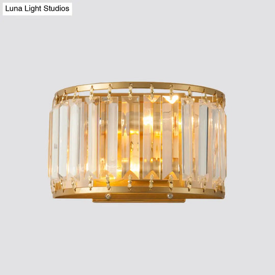 Gold Wall Lamp With Prismatic Crystal Shade - Postmodern Style