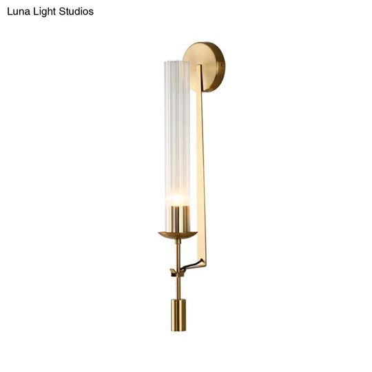 Gold Wall Sconce With Clear Glass Shade For Modern Bathroom