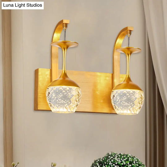 Gold Wall Sconce With Taper Crystal And Traditional Parlour Design