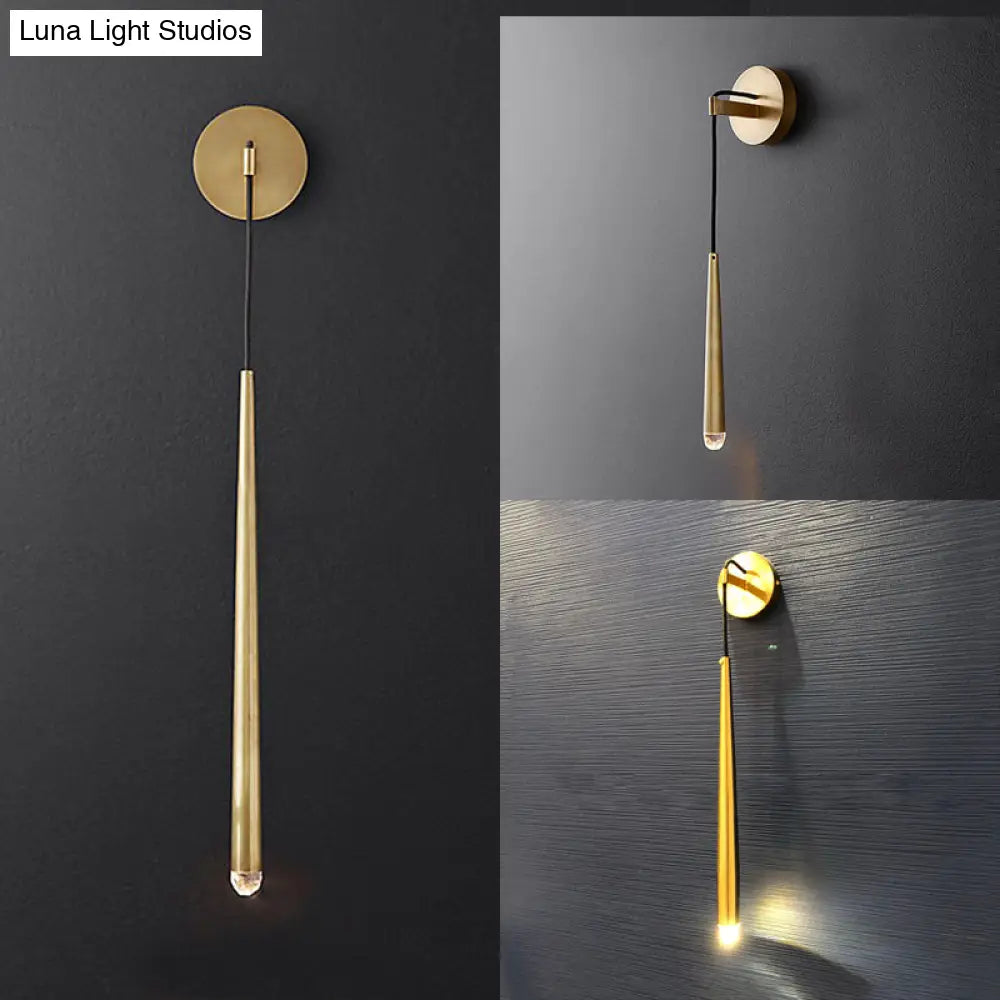 Gold Water Drop Wall Sconce - Modern Stylish Metal Fixture With Integrated Led For Living Room