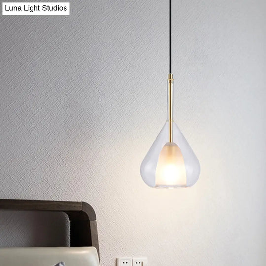 Simple Gold Pendulum Lamp With Clear Glass Shade Perfect For Bedroom Hanging Lighting